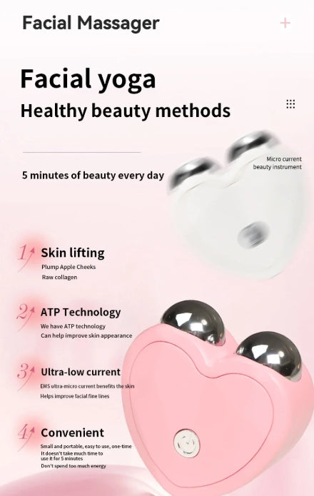 Luxury Face Lifting EMS Microcurrent Roller – Portable Anti-Wrinkle Facial Massager, Skin Tightening & Rejuvenation Beauty Device (USB Rechargeable, Travel Size)