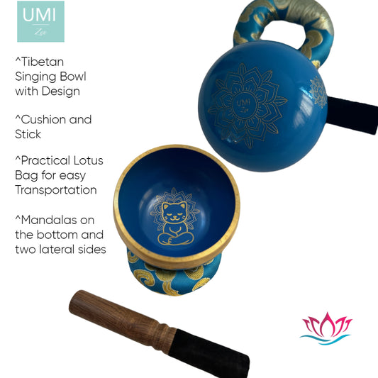 Tibetan Singing Bowl – Cat Design | Handcrafted Meditation Bowl from Nepal